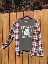 FLANNEL TEE GRAPHIC TOP // open size handmade // ROLLING STONES Dice