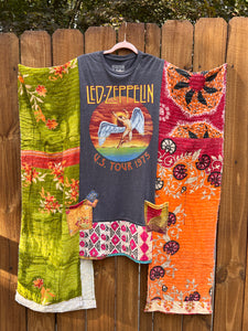 *remake* KANTHA WING UPCYCLED DRESS// open size handmade// LED ZEP grey