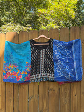 KANTHA TEE KAFTAN // open size handmade // lucky Black blue pattern