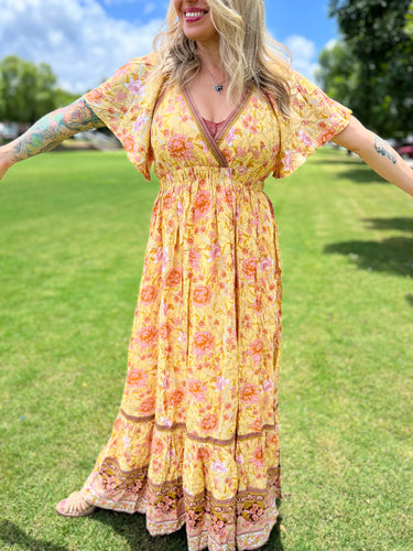 MARIGOLD flutter sleeve // maxi dress