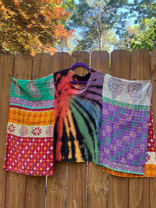 KANTHA TEE KAFTAN // open size handmade tie dye