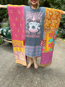 *Remake* KANTHA TEE DRESS // open size handmade // WOODSTOCK
