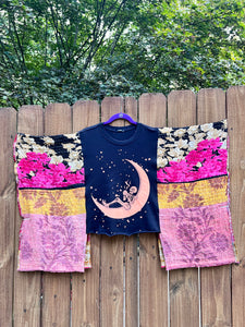 *remake* KANTHA TEE KAFTAN // open size handmade //SKELETON MOON