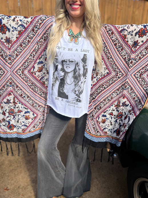 KIMONO TEE KAFTAN // open size handmade // Stevie legend white