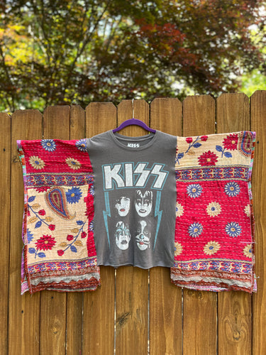 KANTHA TEE KAFTAN // open size handmade // KISS