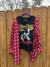 FLANNEL TEE GRAPHIC TOP // open size handmade // TOM PETTY