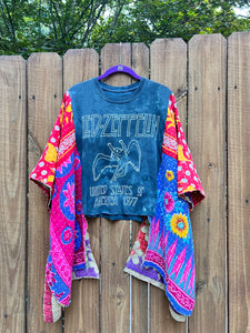 KANTHA TEE KAFTAN // open size handmade // LED ZEP grey