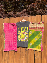 KANTHA TEE KAFTAN // open size handmade //NIRVANA pink
