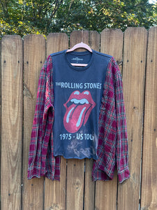 *remake* FLANNEL TEE KAFTAN // open size handmade //ROLLING STONES