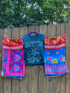 KANTHA TEE KAFTAN // open size handmade // LED ZEP grey