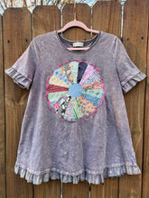 QUILT vintage Plate upcycled ruffle shirt // LARGE