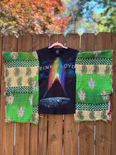 KANTHA TEE KAFTAN // open size handmade // Pink Floyd green