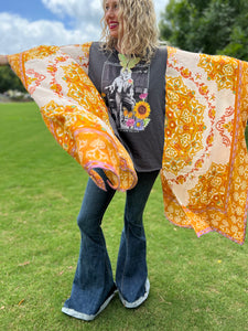 KIMONO TEE KAFTAN // open size handmade // DOLLY floral