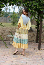 Sunflower flutter sleeve maxi dress // adjustable waist