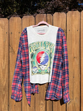 FLANNEL TEE GRAPHIC TOP // open size handmade // GRATEFUL DEAD