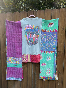 *REMAKE* KANTHA TEE DRESS // open size handmade // THE DOORS mushroom