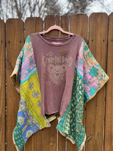 KANTHA TEE KAFTAN // open size handmade // Grateful Dead studs