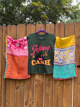 *Remake* KANTHA TEE KAFTAN // open size handmade // JOHNNY CASH green