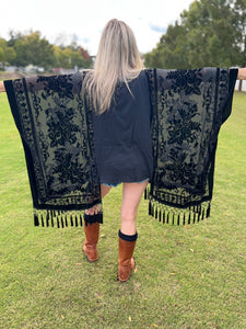 Burnt out velvet KIMONO TEE TUNIC // open size handmade // STEVIE LEGEND