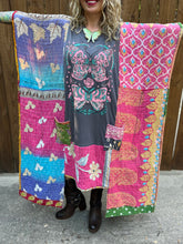 *Remake * KANTHA WING UPCYCLED DRESS// open size handmade// DOUBLE BUTTERFLY