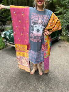 *Remake* KANTHA TEE DRESS // open size handmade // WOODSTOCK