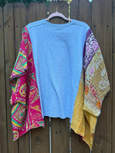 KANTHA TEE KAFTAN // open size handmade // Dolly grey
