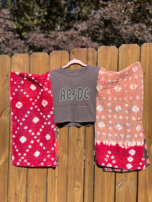 KANTHA TEE KAFTAN // open size handmade //ACDC CROP
