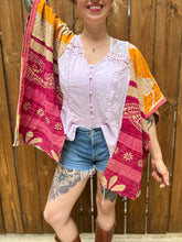 KANTHA TEE KAFTAN // open size handmade // lavender lace