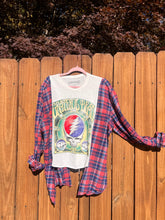 FLANNEL TEE GRAPHIC TOP // open size handmade // GRATEFUL DEAD