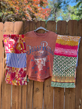 KANTHA TEE KAFTAN // open size handmade // Jelly Roll rust