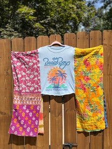 KANTHA TEE KAFTAN // open size handmade //BEACH BOYS extra long