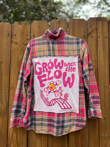 GROW WITH THE FLOW Upcycled Flannel //small handmade