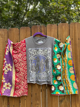 KANTHA TEE KAFTAN // open size handmade //BLACK SABBATH purple