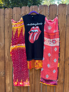 KANTHA WING UPCYCLED DRESS// open size handmade// Rolling Stones