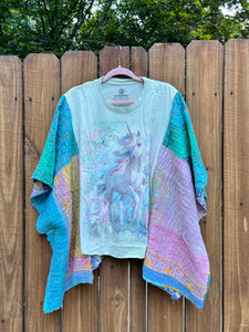 *remake* KANTHA TEE KAFTAN // open size handmade // UNICORN PASTEL