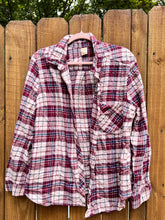 OOAK Small BE KIND upcycled FLANNEL shirt