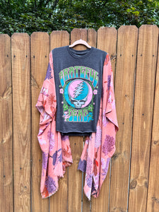 KIMONO TEE KAFTAN // open size handmade // GRATEFUL DEAD Pink