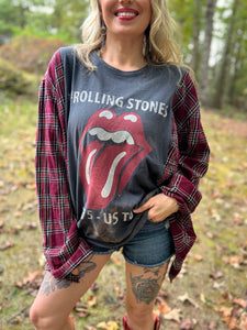 *remake* FLANNEL TEE KAFTAN // open size handmade //ROLLING STONES