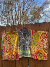 KANTHA TEE KAFTAN // open size handmade // PAISLEY green