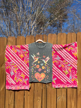 KANTHA TEE KAFTAN // open size handmade // Hummingbird floral