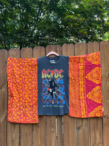 *remake* KANTHA TEE KAFTAN // open size handmade // AC/DC red orange