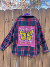 OOAK upcycled FLANNEL “ she flies ” shirt // large