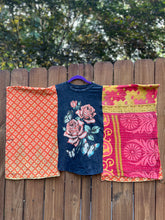 KANTHA TEE KAFTAN // open size handmade // WILD ROSES