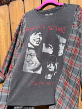FLANNEL TEE GRAPHIC TOP // open size handmade // ROLLING STONES Faces