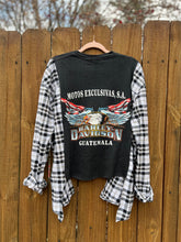 FLANNEL TEE GRAPHIC TOP // open size handmade // HARLEY Guatemala