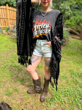 HARLEY // Burnt out velvet Tassels KIMONO TEE TUNIC // open size handmade