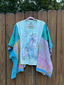 *remake* KANTHA TEE KAFTAN // open size handmade // UNICORN PASTEL