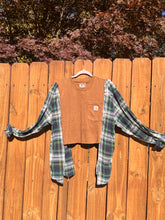 FLANNEL TEE GRAPHIC TOP // open size handmade // CARHARTT
