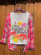 FLANNEL TEE GRAPHIC TOP // open size handmade //EQUALITY