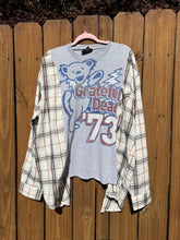 FLANNEL TEE GRAPHIC TOP // open size handmade // GRATEFUL DEAD